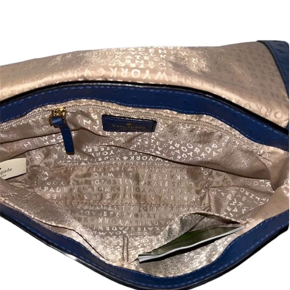 Kate Spade Blue Charm City Ostrich Shoulder Bag with Bow. Care Card included